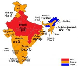 Language Map India Learn Hindi